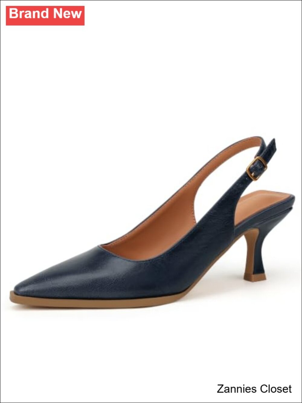 ✨ Kitten Heel Slingback Pumps Square Toe Dress Shoes Wedding Party